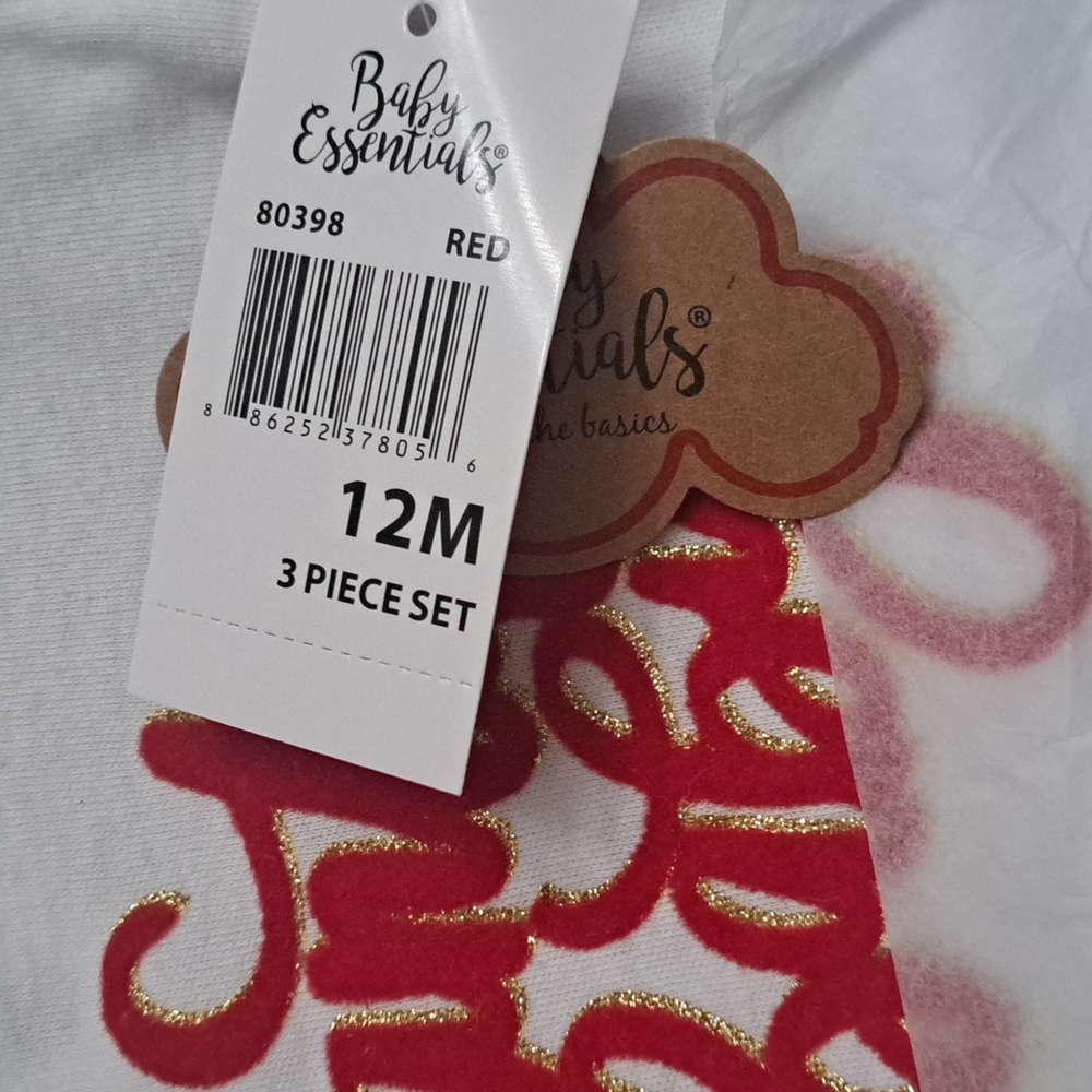 NWT Santa Baby 3pc Christmas outfit SZ NB and 12M - Picture 2 of 3